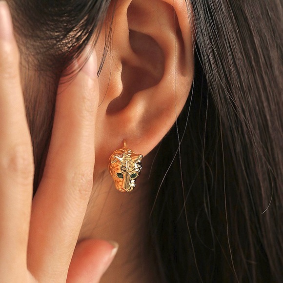 Leopard earrings, leopard studs earrings, jaguar earrings, jaguar studs earrings - Picture 3 of 3